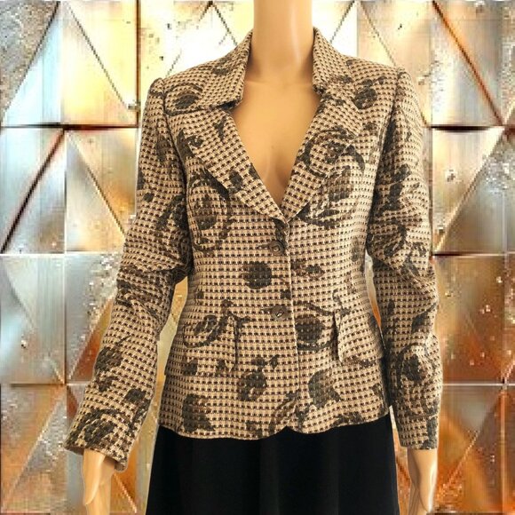 ECAILLE Paris Wool Blend Tweed Gold Thread Thread Excellent Cond Jacket Sz 10 - Picture 2 of 6